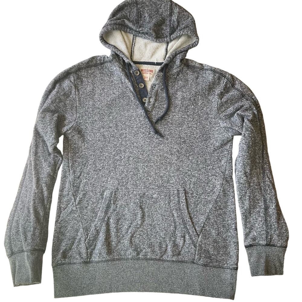 Mossimo Men’s Long Sleeve Hoodie size M, Solid Gray,Front Pocket & Front Buttons